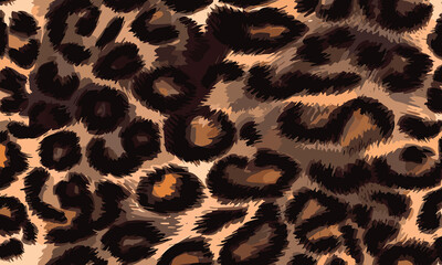 Leopard Skin Texture Pattern Vector. Seamless Animal Wildlife Skin Pattern. Leopard Fur Camouflage Background.