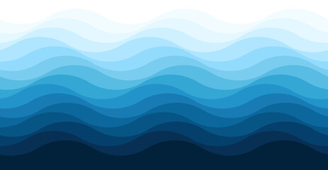 Blue waves, seamless, abstract, gradual background illustrate the sea or ocean water surface