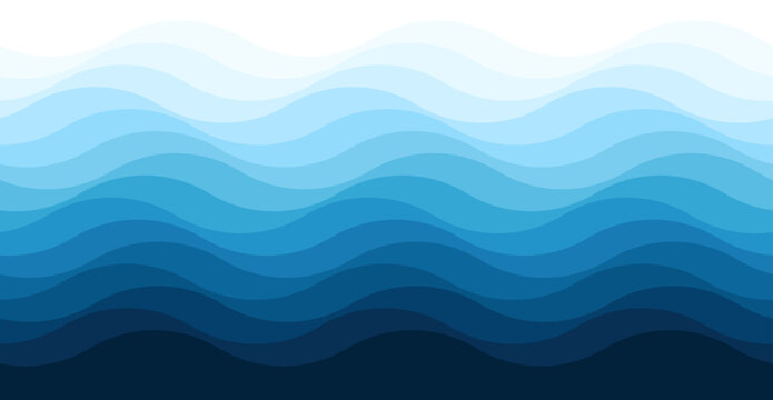 Blue waves, seamless, abstract, gradual background illustrate the sea or ocean water surface