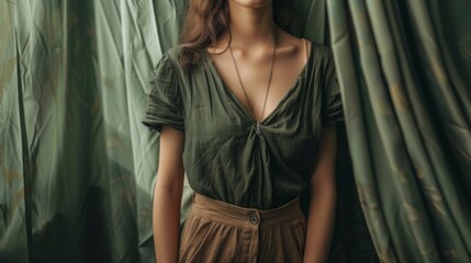 Obraz premium portrait of woman wearing brown clothes
