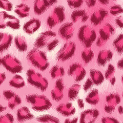Pink Leopard Skin Texture Pattern Vector. Seamless Animal Wildlife Skin Pattern. Leopard Fur Camouflage Background.