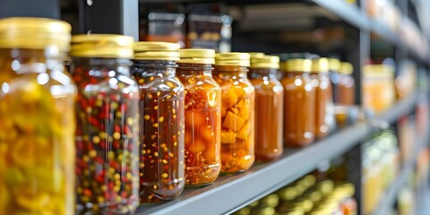 Grocery store shelves display diverse food products showcasing abundant options available. Concept Food Diversity, Grocery Store Display, Abundant Options, Food Products, Shopping Experience