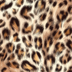 Leopard Skin Texture Pattern Vector. Seamless Animal Wildlife Skin Pattern. Leopard Fur Camouflage Background.