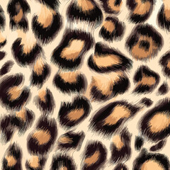 Leopard Skin Texture Pattern Vector. Seamless Animal Wildlife Skin Pattern. Leopard Fur Camouflage Background.