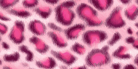 Pink Leopard Skin Texture Pattern Vector. Seamless Animal Wildlife Skin Pattern. Leopard Fur Camouflage Background.