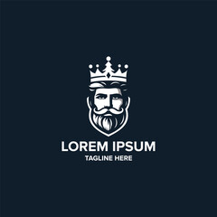 king, King logo with a beard and crown