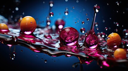 Colorful ink drops in cyan magenta yellow and black