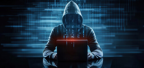 Hacker using multiple devices simultaneously, cyber security, cyber attack