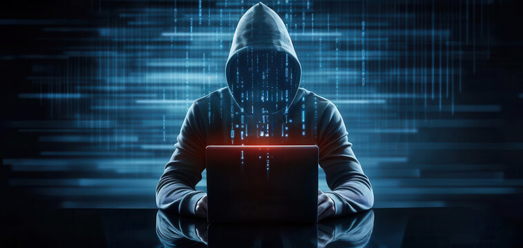 Hacker using multiple devices simultaneously, cyber security, cyber attack