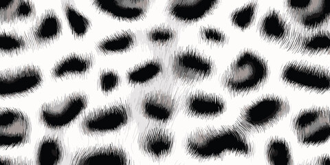 White Leopard Skin Texture Pattern Vector. Seamless Animal Wildlife Skin Pattern. Leopard Fur Camouflage Background.