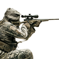 Fototapeta premium Sniper man isolated on transparent or white background 