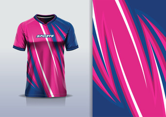 Sport jersey template mockup curve wave design for football soccer, racing, running, e sports, pink blue color © Nimpuna O