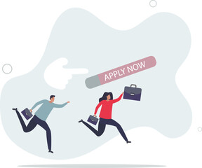 Fototapeta premium Apply new job online, career opportunity or employment vacancy, job application or opening position concept.flat design.illustration with people.
