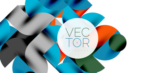Fototapeta premium Shadow effect shiny circles and round triangles geometric modern art. Vector Illustration For Wallpaper, Banner, Background, Card, Book Illustration, landing page