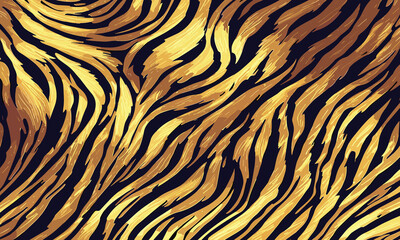 Luxury Tiger Skin Pattern Vector Illustration Exotic Texture Seamless Design. Animal Striped Skin Fur Pattern Texture Background