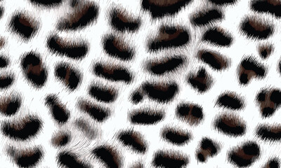 White Leopard Skin Texture Pattern Vector. Seamless Animal Wildlife Skin Pattern. Leopard Fur Camouflage Background.