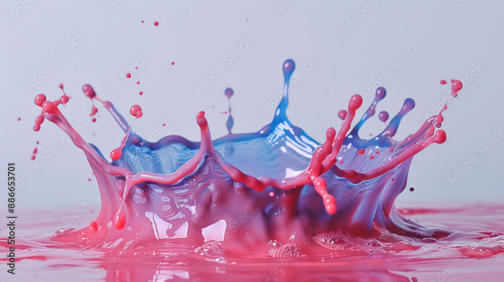 Poster Dynamic Liquid Soap Splash Creating Abstract Patterns on Plain Studio Background