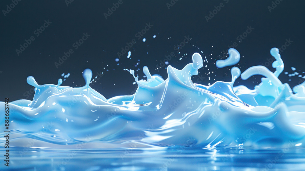 Poster vibrant liquid detergent splash in motion on studio background