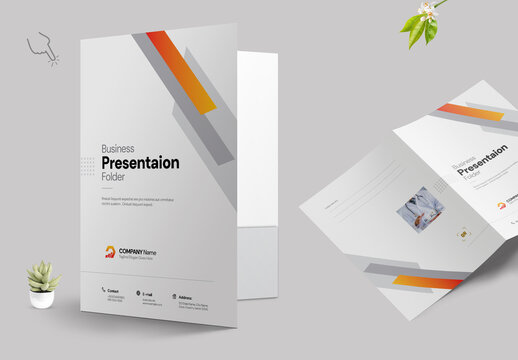 Presentation Folder Template with Red Accents