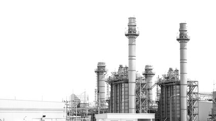 Petroleum oil gas fuel refinery, Petrochemical industrial building industry energy isolated on white background