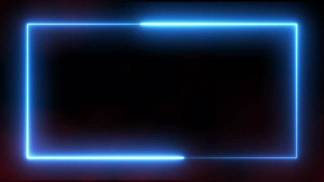 Animation of animated blue neon lines on a black background. and red smoke behind