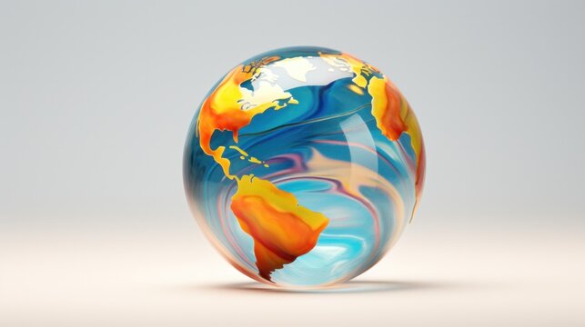 A globe made of colorful glass