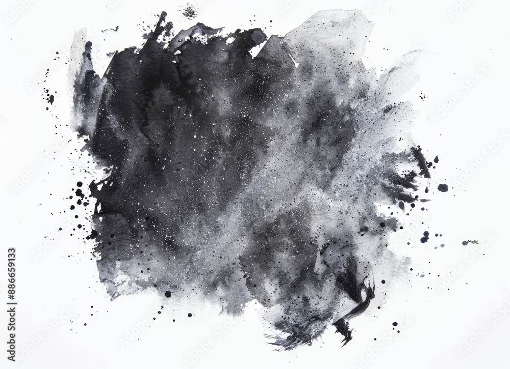 Poster isolated monochrome gradient inky horizontal blob with dark thunderous cloud background concept for 