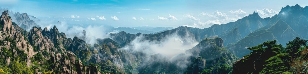 Fototapeta premium Misty Mountain Range Landscape