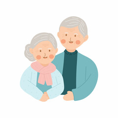 Grandparents Cartoon Style Illustration