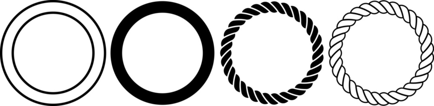trivial knot or unknot rope icon set