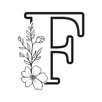 recommend clip art: alphabet letter F with wildflower outline