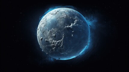 An ice planet with a thick layer of ice covering its surface