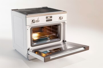 Obraz premium Convection oven minimalist, 4k 3d render, isometric on Isolate white background