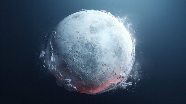 An ice planet with a thick layer of ice covering its surface