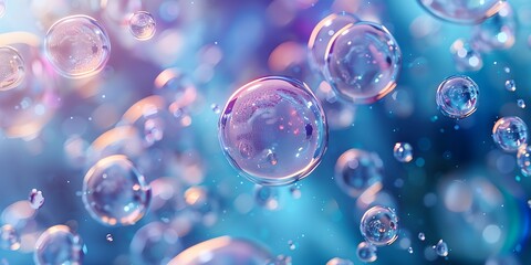 Purple pink beauty collagen skin serum and vitamin illustration, hyaluronic acid molecules background