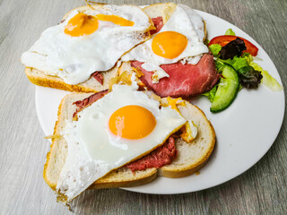 Breakfast with Prepared Egg and ham