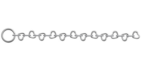 Stunning Silver Chain Isolated On White Background, Realistic Horizontal Jewelry Vector Illustration.	