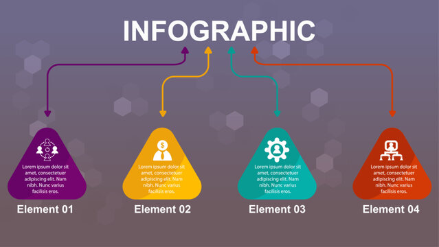 Infographic Template: Central Title with Four Branches Leading to Rounded Triangles