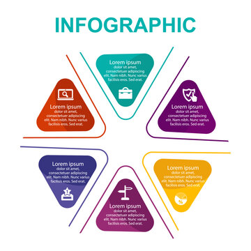 Round Infographic Template: Six Rounded Triangles Arranged in a Star Shape