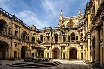 Obraz premium Main cloister of the Monastery of the Order of Christ, Convento de Cristo in Tomar, Portugal.
