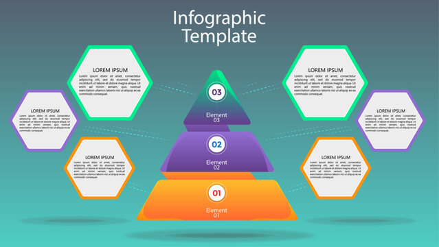 Pyramid Comparison Infographic Template: Six Hexagons for Side-by-Side Comparison of Two Items