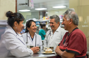 some doctors and nurses taking a break in the hospital cafeteria in 1955