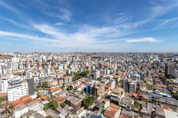 City ​​panoramic image of a large urban city on a beautiful sunny day. Belo Horizonte, Minas Gerais, Brazil