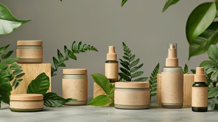 collection of blank mockup cosmetic product 