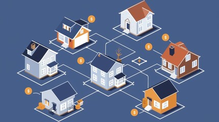 Obraz premium Property Exchange Cycle Illustration: Detailed Phases of Listing, Negotiation, and Closing the Deal