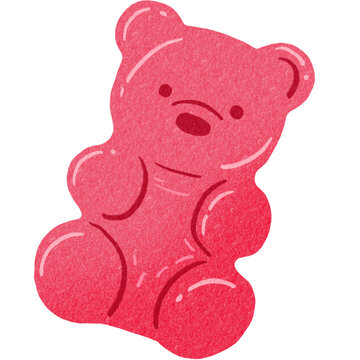 Dessert Snack Jelly Bear Red Jell-O Gelatin Strawberry Raspberry Hand Draw illustration