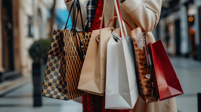 Chic Urban Shopping Spree with Luxury Brand Bags - Stylish City Fashion Concept