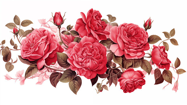 Floral Rose Illustration in the style of a dictionary lexical entry ~ Created using Generative AI