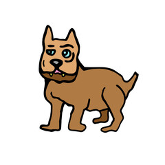 A cartoon drawing of a dog on a white background, a bulldog