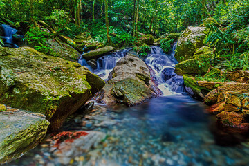 Close-up of a waterfall in the jungle, Philippines